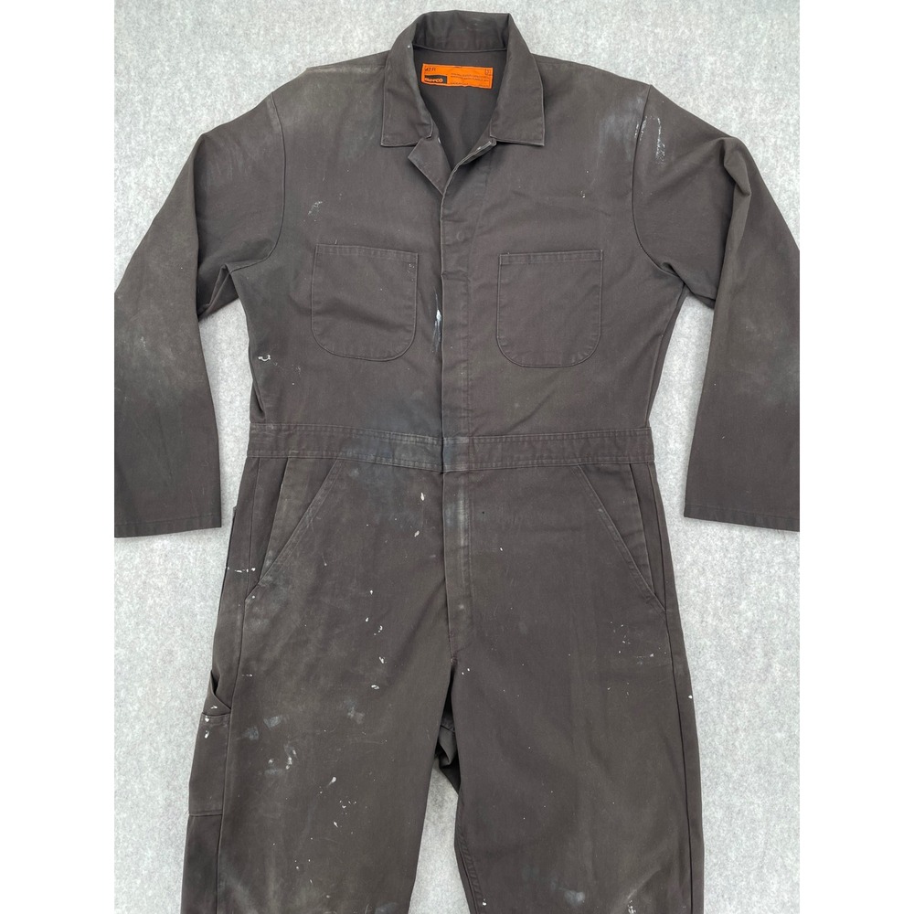 Red Kap Mens Brown Long Sleeve Workwear Coveralls Paint Splatter Size 42 R